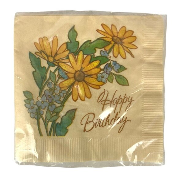 American Greetings Happy Birthday Luncheon Napkins 16 Ct 3-Ply Daisies Floral - Picture 1 of 2
